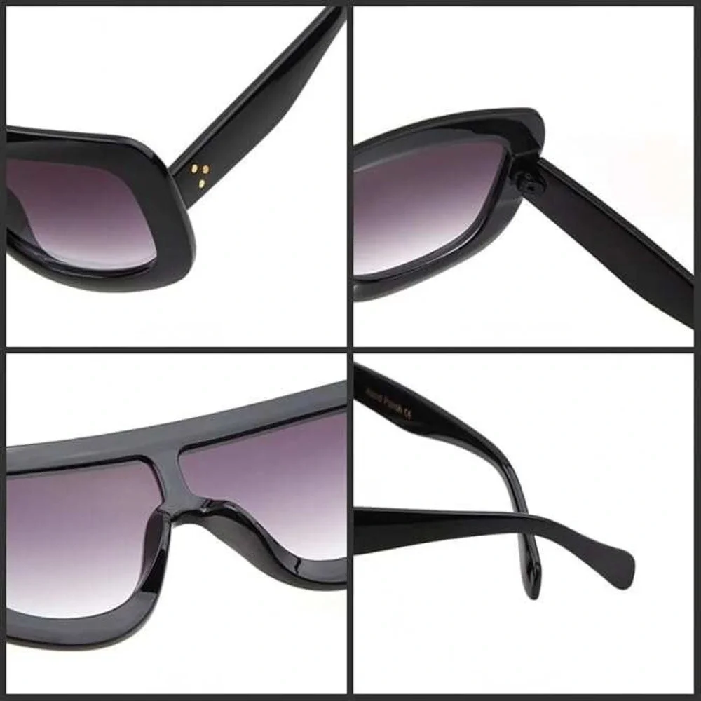 Mens Black Sunglasses Oversized Gradient Gray Lens Triple Dot Rapper Hip HOp New